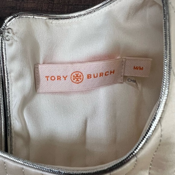 Tory Burch Mushroom Lurex SILK Gown Pale Champagne‎ Medium Jacquard Old Money - Picture 8 of 15